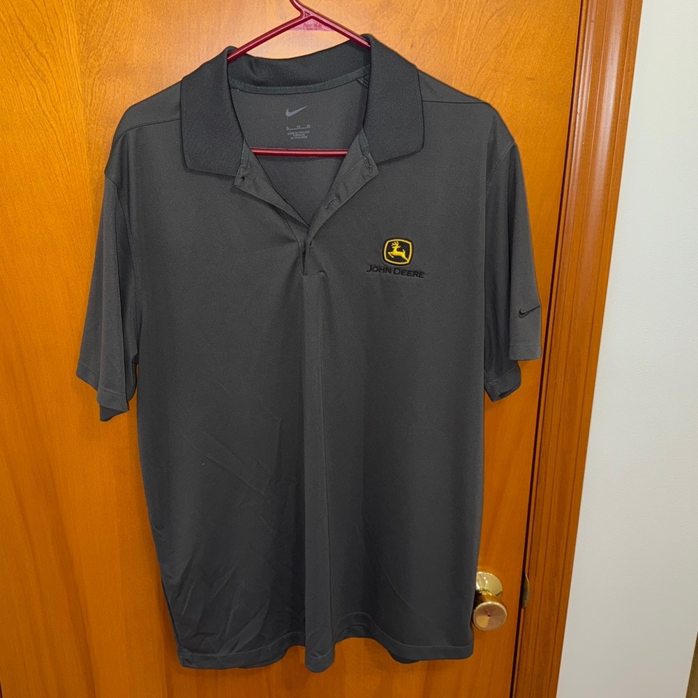John Deere Black Polo Shirt Casual Elegance